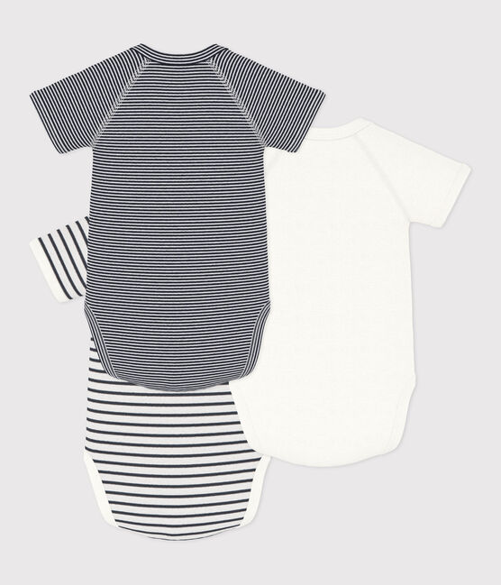 LOT DE 3 BODIES CROISÉS MANCHES COURTES RAYURES BÉBÉ EN COTON variante 1