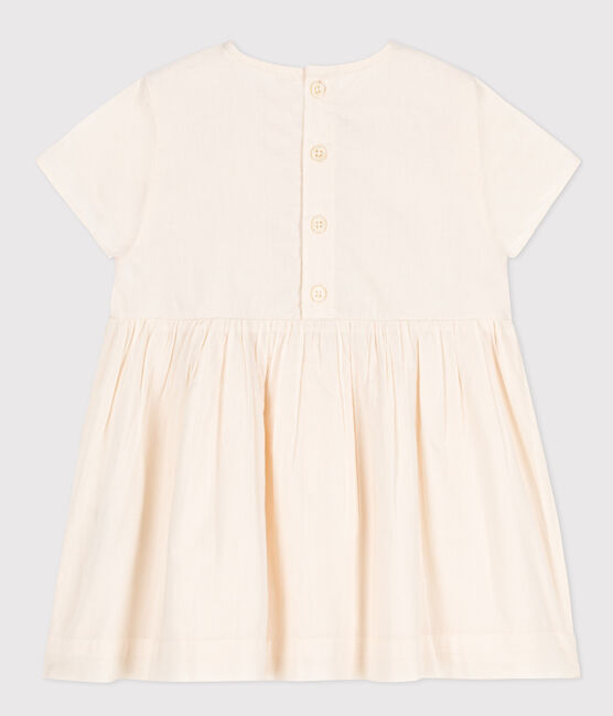 Robe manches courtes bébé à smocks blanc AVALANCHE/ MULTICO