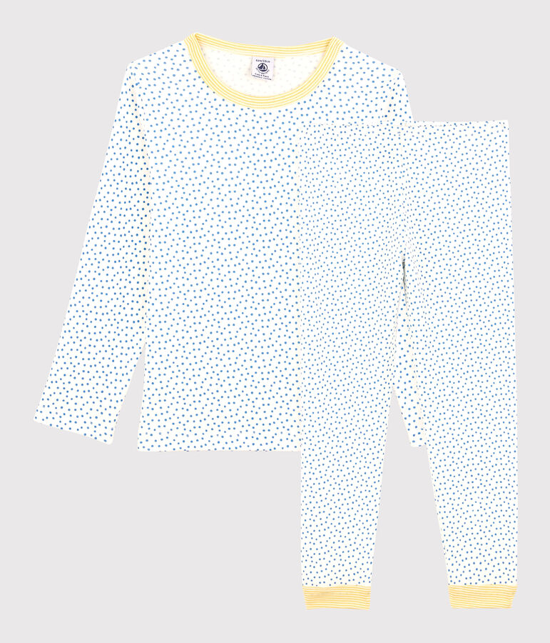 Pyjama &agrave; motifs en coton enfant blanc MARSHMALLOW/bleu BRASIER