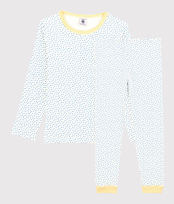 Pyjama à motifs en coton enfant blanc MARSHMALLOW/bleu BRASIER