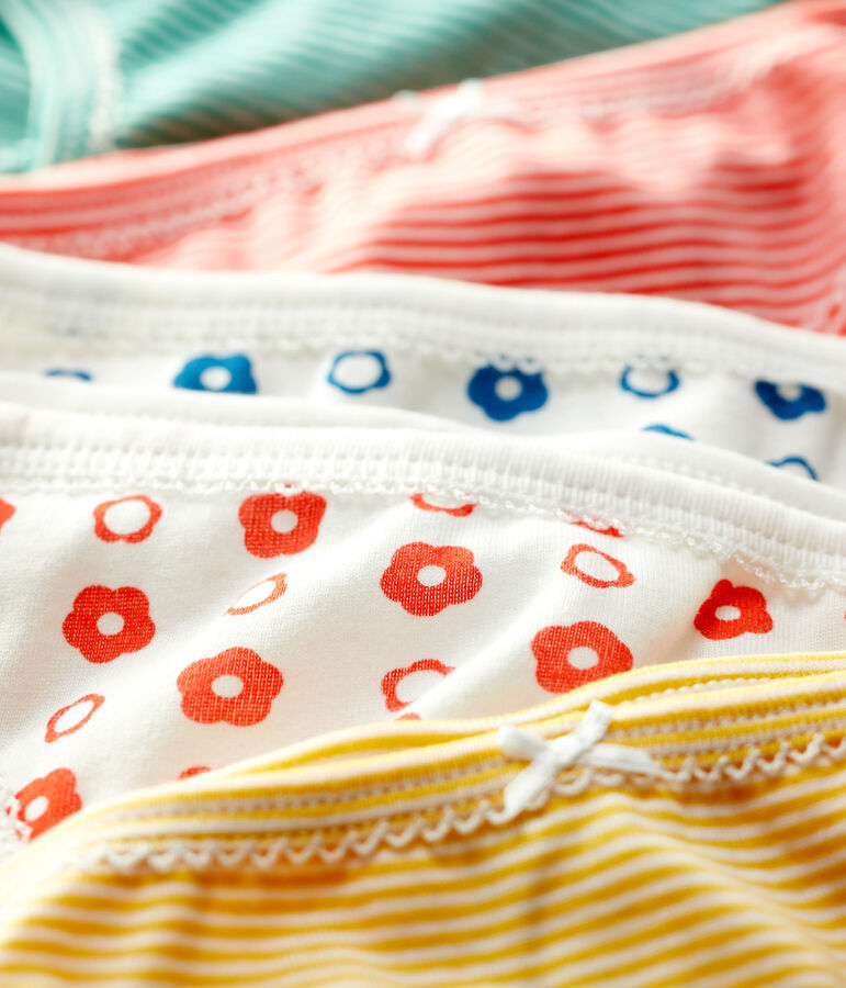 Lot de 5 culottes fleur graphique petite fille en coton biologique multicouleur