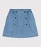 Jupe enfant courte en coton unie bleu DENIM CLAIR