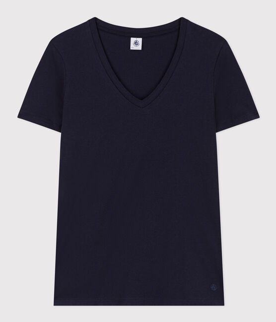 Tee-shirt LE DROIT col V en coton Femme bleu SMOKING