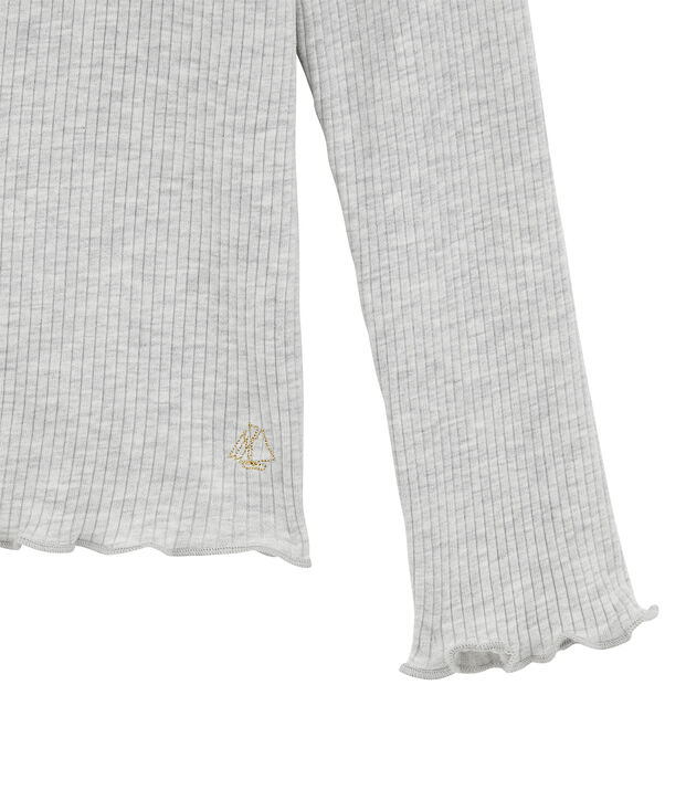 tee-shirtmanches longues col roul&eacute;s gris chin&eacute; clair