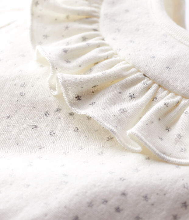 Blouse manches longues b&eacute;b&eacute; fille blanc/gris