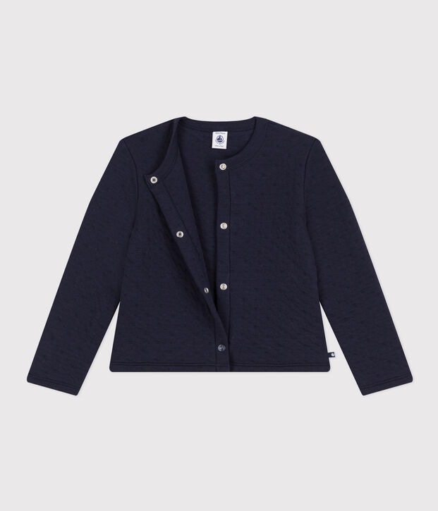 Cardigan en tubique matelass&eacute; enfant fille bleu