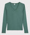 T-shirt col V iconique en coton Femme vert VALLEE