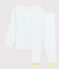 Pyjama à motifs en coton enfant blanc MARSHMALLOW/bleu BRASIER