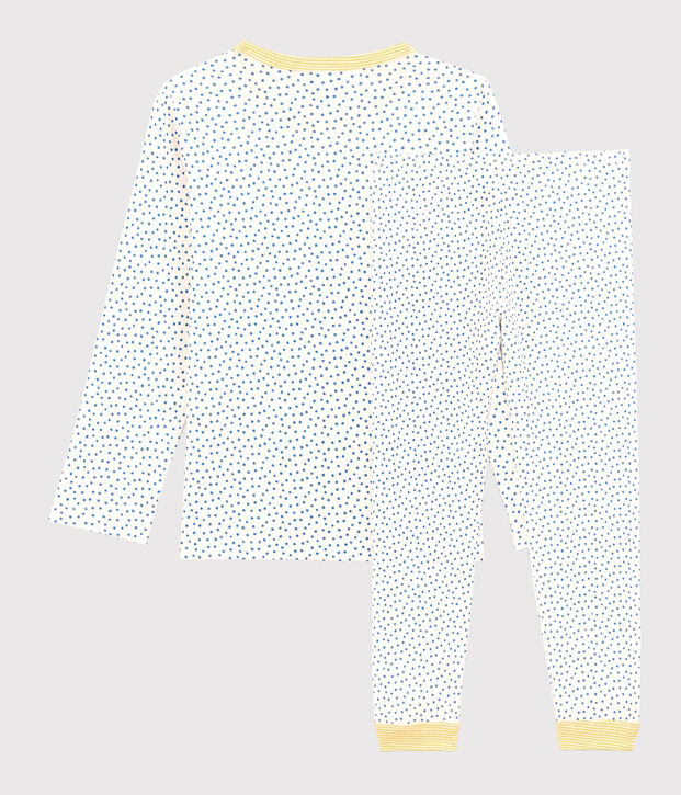Pyjama &agrave; motifs en coton enfant blanc/bleu
