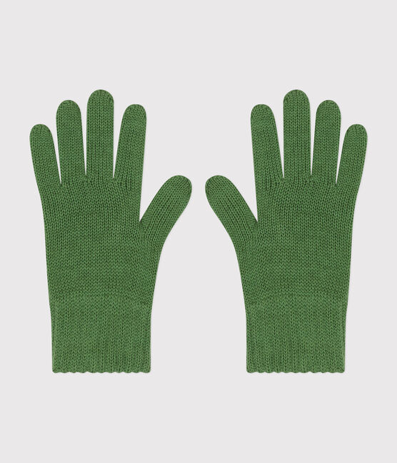 Gants en tricot enfant garçon-fille vert PALMERAIE