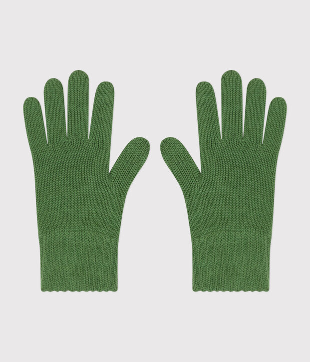Gants enfant en tricot unies vert