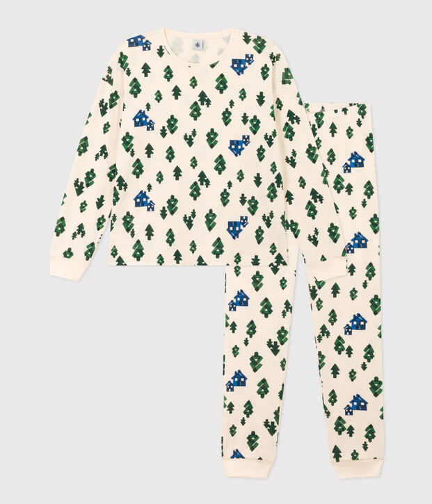 Pyjama chalet en coton femme &eacute;cru/multicouleur