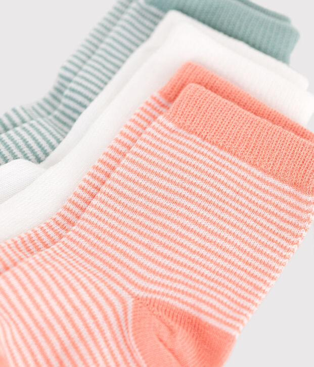 3 paires de chaussettes b&eacute;b&eacute; en coton milleraies multicouleur