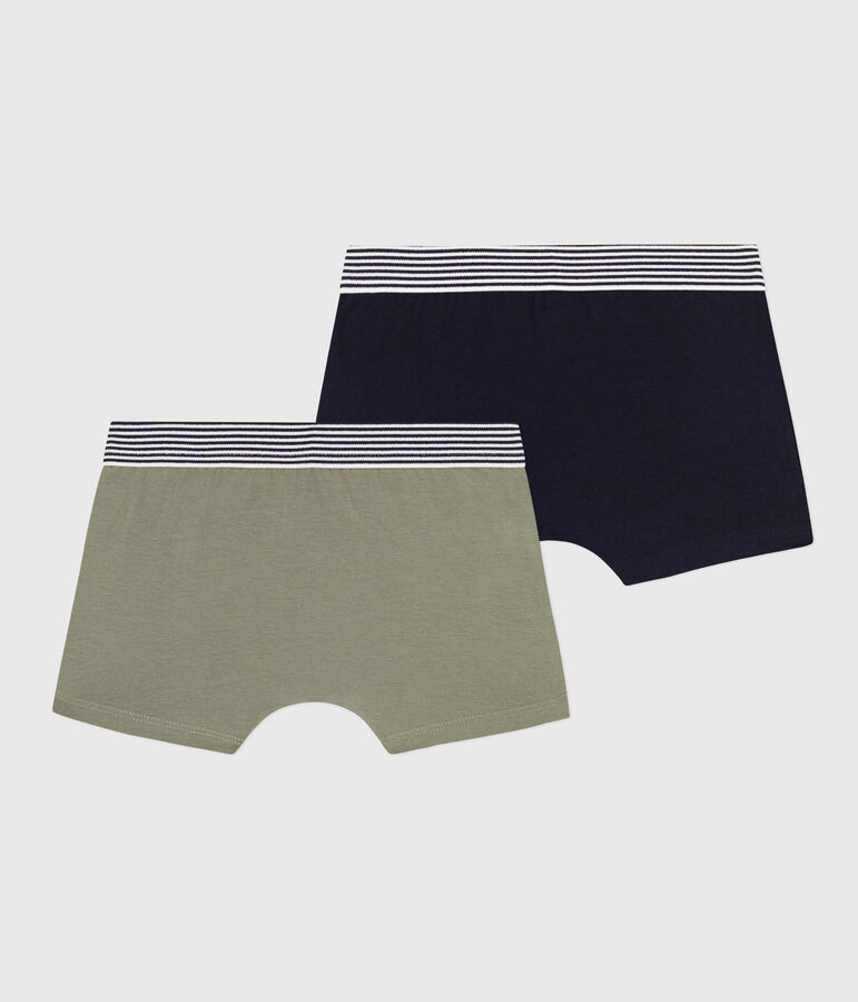 Lot de 2 boxers unis en coton et &eacute;lasthanne petit gar&ccedil;on variante 1