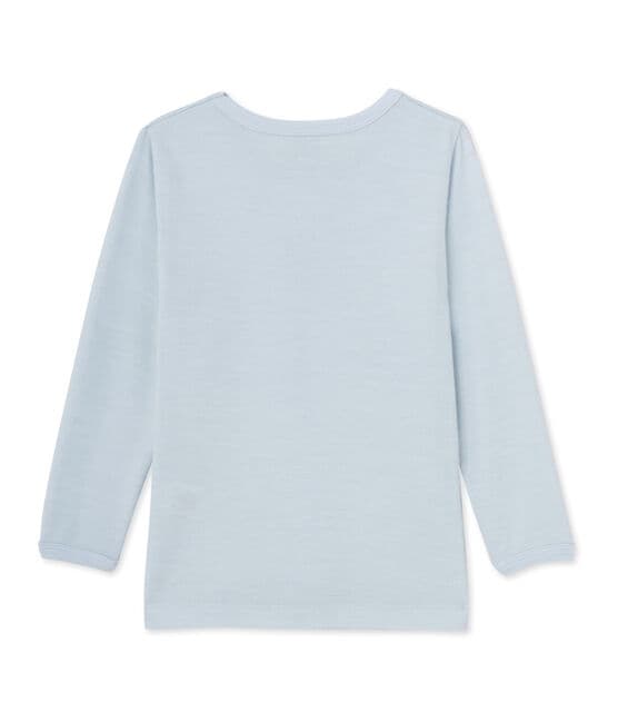 T-shirt garçon en laine et coton bleu Fraicheur