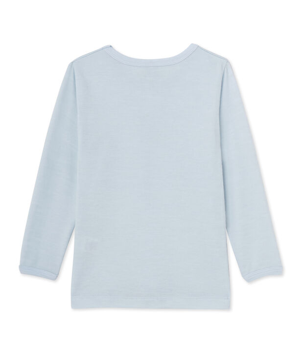 T-shirt gar&ccedil;on en laine et coton bleu Fraicheur