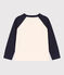 Tee-shirt manches longues en coton enfant garçon blanc AVALANCHE/bleu SMOKING