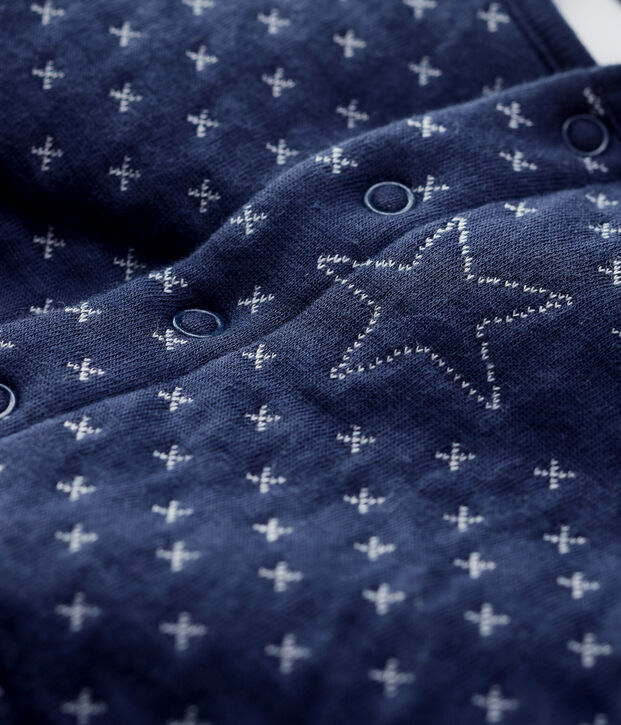 Cardigan b&eacute;b&eacute; matelass&eacute; motifs &eacute;toiles en coton biologique bleu marine