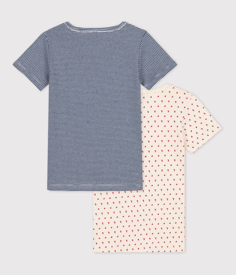 Lot de 2 tee-shirts manches courtes petite fille en coton multicouleur