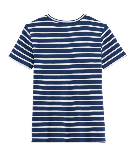 Tee shirt iconique femme bleu MEDIEVAL/blanc MARSHMALLOW