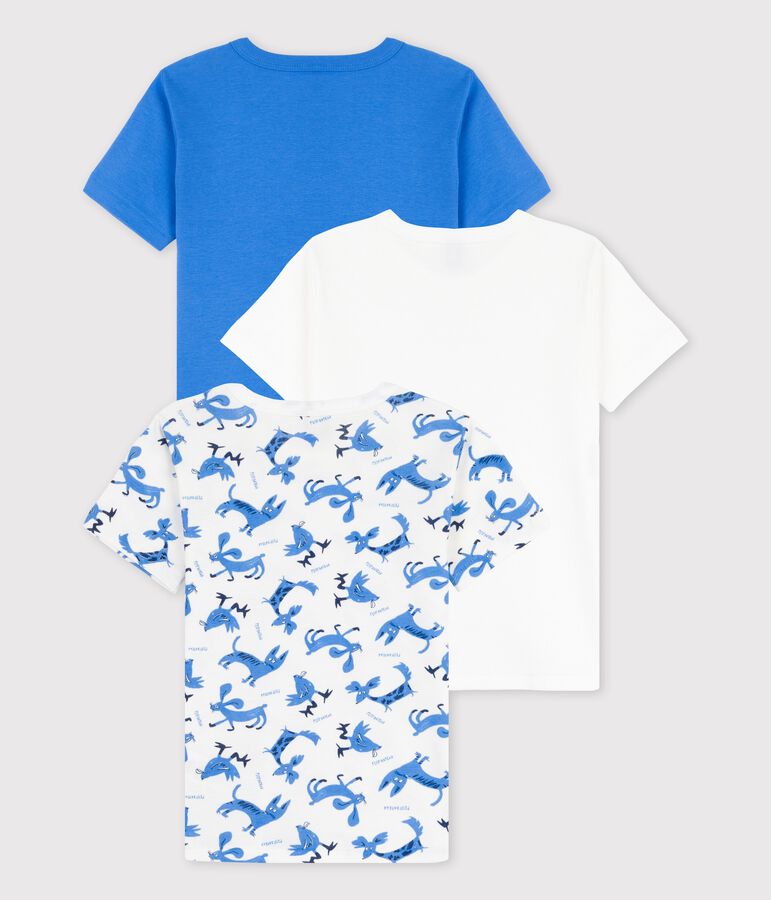 Lot de 3 t-shirts manches courtes animaux petit gar&ccedil;on en coton multicouleur