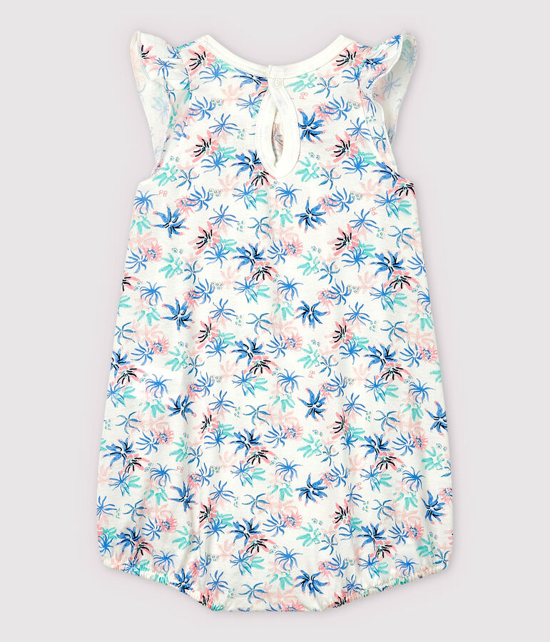 Combicourt an&eacute;mones b&eacute;b&eacute; fille en jersey fin blanc MARSHMALLOW/blanc MULTICO