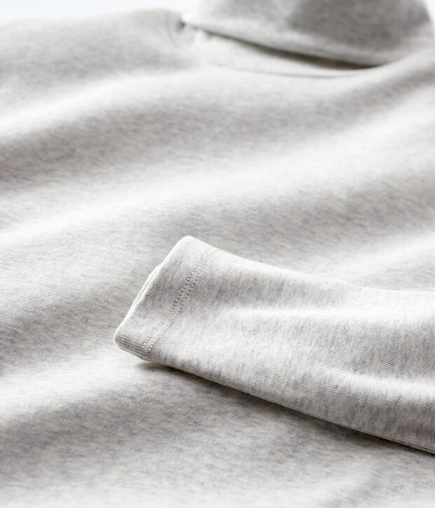 Tee-shirt col roul&eacute; L'ICONIQUE en coton BIO Femme gris chin&eacute; clair