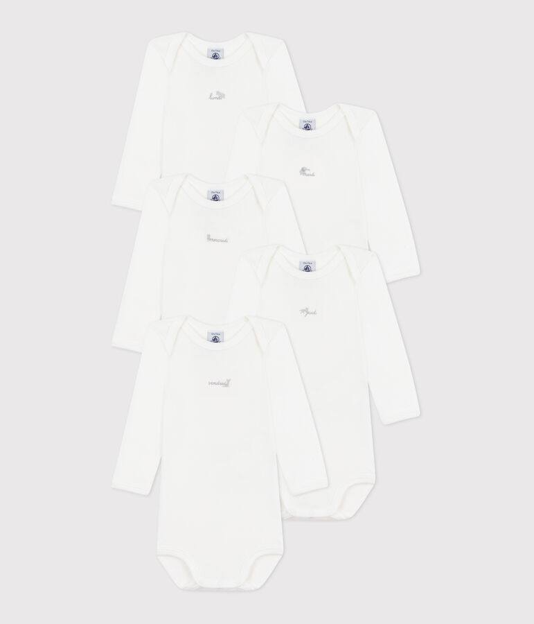 Lot de 5 bodies manches longues jours de la semaine en coton b&eacute;b&eacute; variante 1
