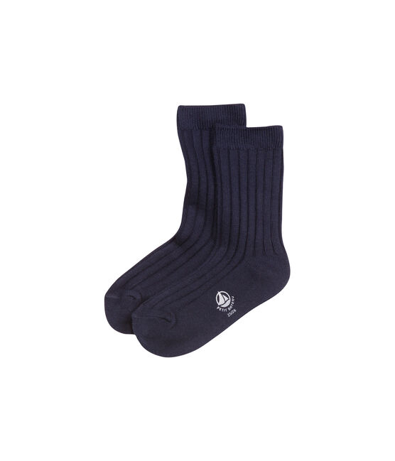 Chaussettes garçon unies bleu Abysse