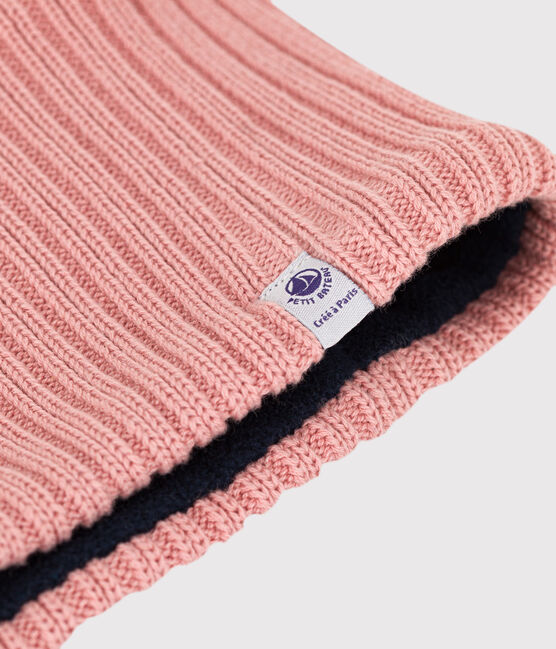 Snood bébé en tricot doublé en polaire recyclée rose SALINE