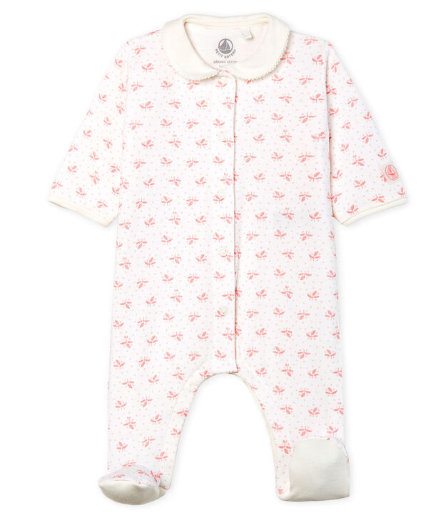 Dors bien b&eacute;b&eacute; fille en tubique blanc/rose