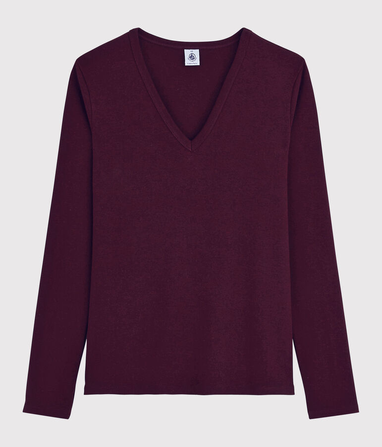 T-shirt iconique col V Femme rouge