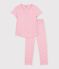 Pyjama enfant en coton manches courtes jambes longues imprim&eacute; rose/multicouleur