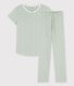 Pyjama manches courtes fleuri petite fille en coton