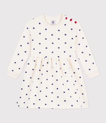 Robe enfant manches longue en coton imprimée pois