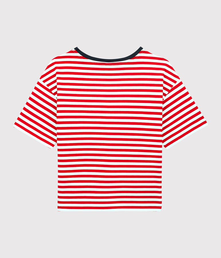 Tee-shirt LE BOXY en coton Femme rouge PEPS/blanc MARSHMALLOW