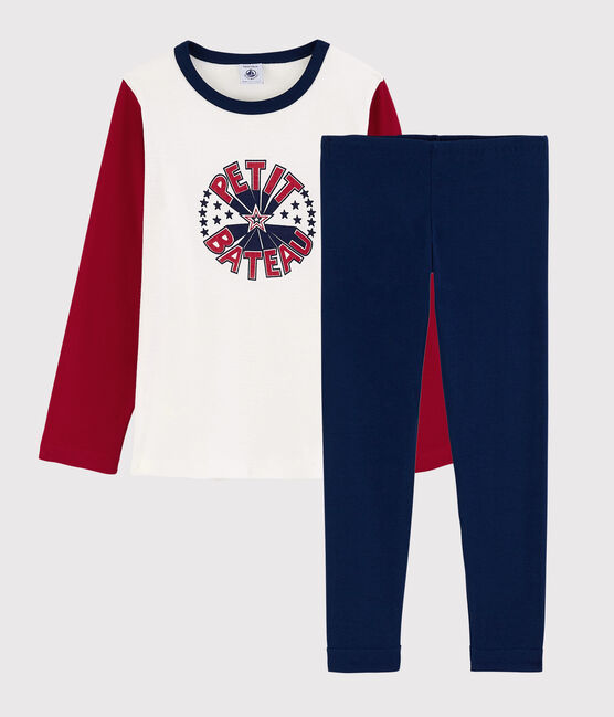 Pyjama petit garçon en coton bleu MEDIEVAL/blanc MULTICO