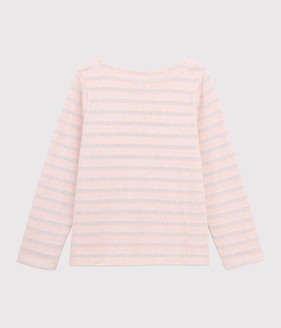 Marinière en jersey enfant fille rose MINOIS/ ARGENT