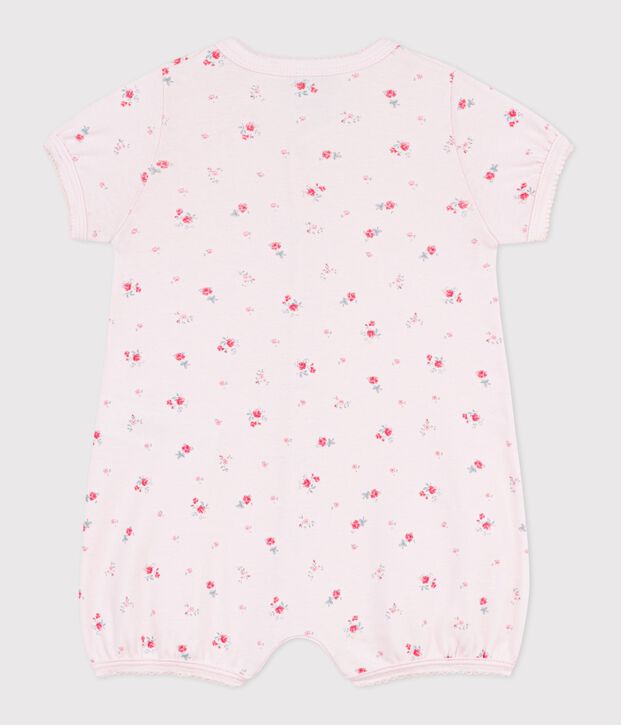 Combinaison courte b&eacute;b&eacute; en coton fleuri rose/multicouleur
