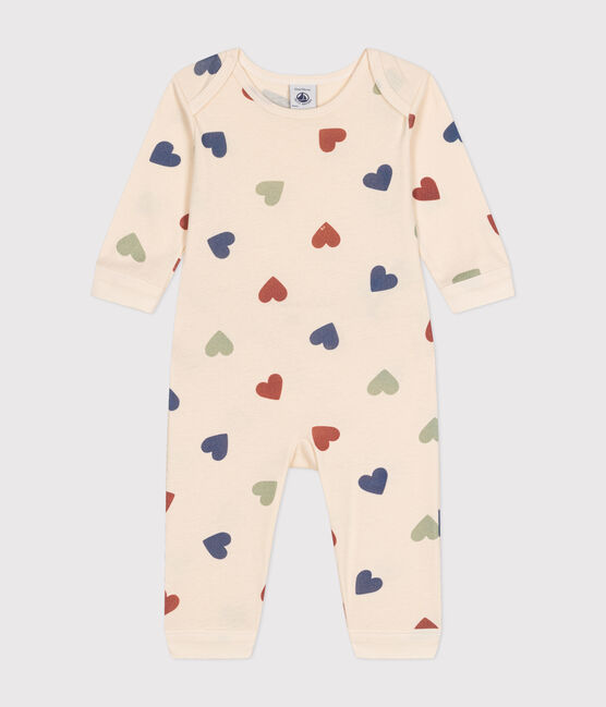 Pyjama cœurs sans pieds en coton bébé blanc AVALANCHE/ MULTICO