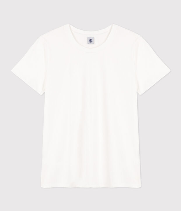 Tee-shirt LE DROIT col rond en coton Femme blanc