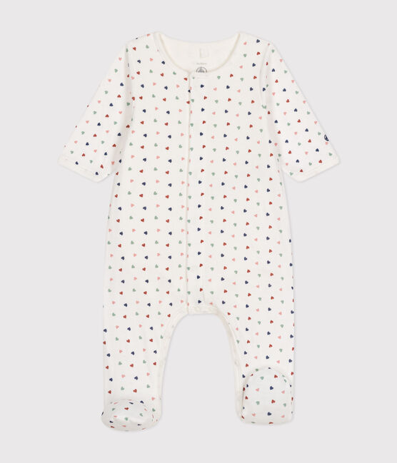 Bodyjama imprimés mini cœurs en tubique bébé blanc MARSHMALLOW/blanc MULTICO