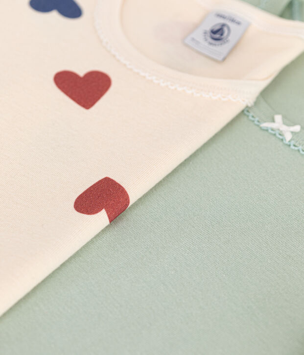 Lot de 2 tee-shirts &agrave; manches courtes c&oelig;ur en coton enfant multicouleur