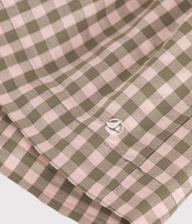 Robe manches courtes en seersucker b&eacute;b&eacute; vert/rose