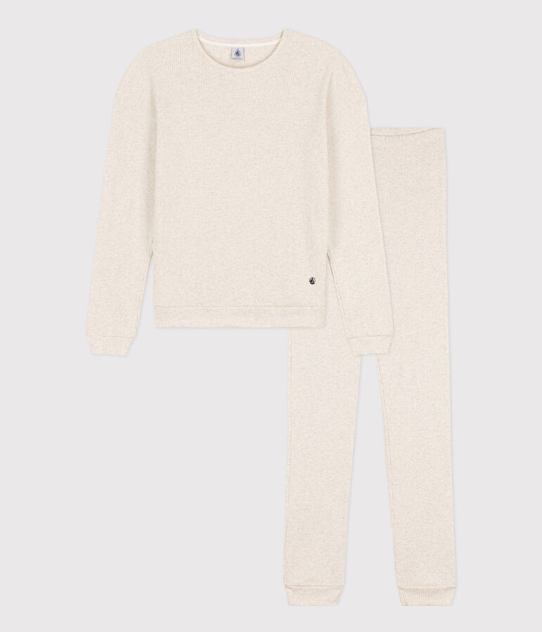 Pyjama femme en coton beige