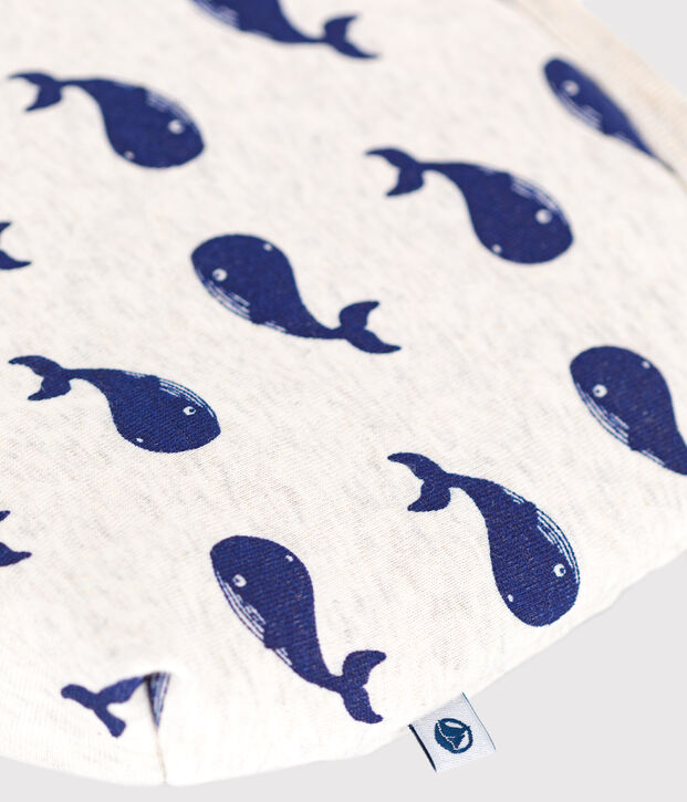 Pochette b&eacute;b&eacute; en coton baleine beige/bleu
