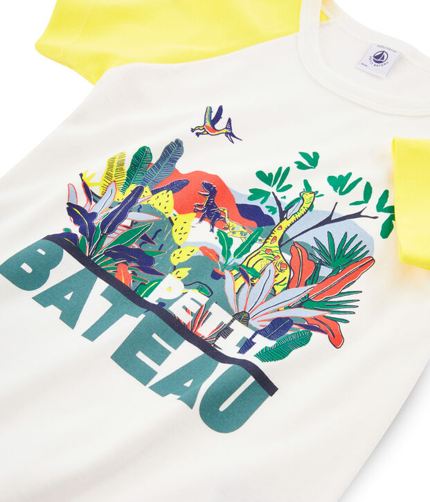 Pyjacourt petit gar&ccedil;on en c&ocirc;te blanc/multicouleur