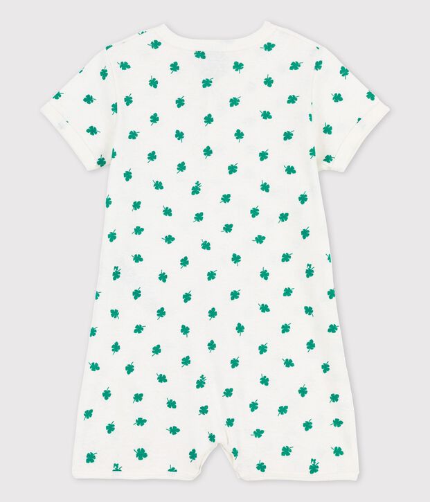Combicourt b&eacute;b&eacute; imprim&eacute; v&eacute;g&eacute;tal en lin et coton blanc/vert