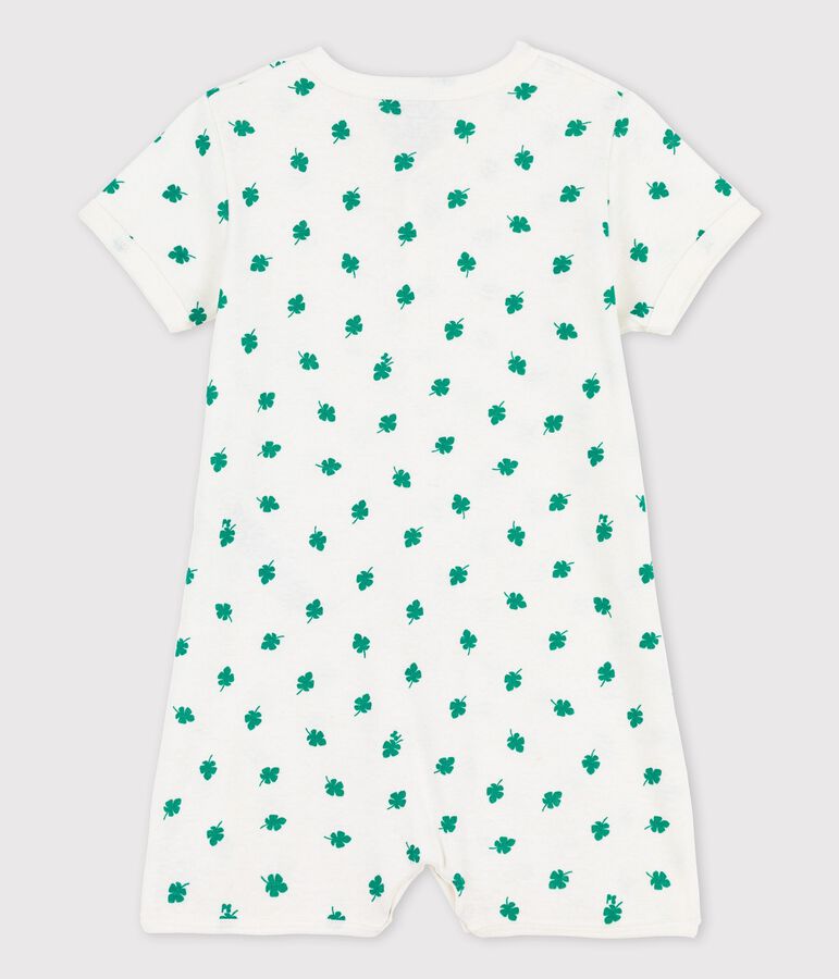 Combicourt b&eacute;b&eacute; imprim&eacute; v&eacute;g&eacute;tal en lin et coton blanc MARSHMALLOW/vert GAZON