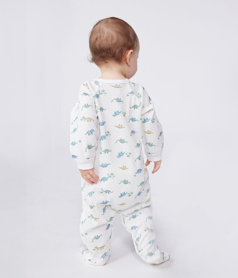 Pyjama b&eacute;b&eacute; en coton dinosaures blanc MARSHMALLOW/blanc MULTICO